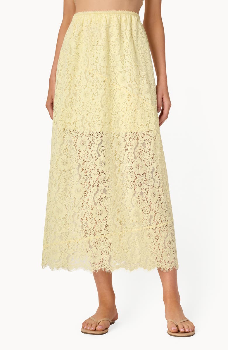 CAMI NYC Effie Lace Midi Skirt, Main, color, Buttercup