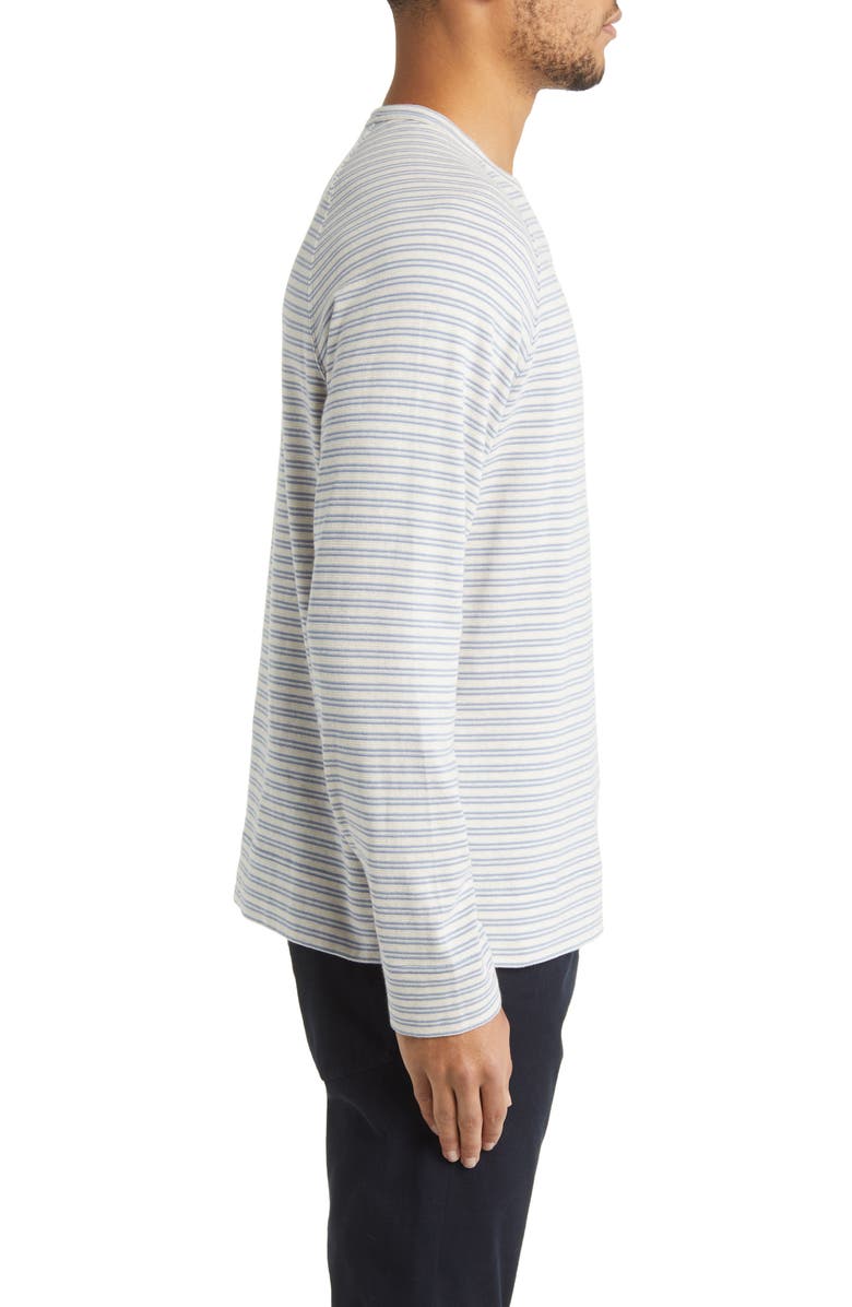 Vince Stripe Stretch Cotton Gauze Sweater, Alternate, color, H Bone/ Pacific Blue