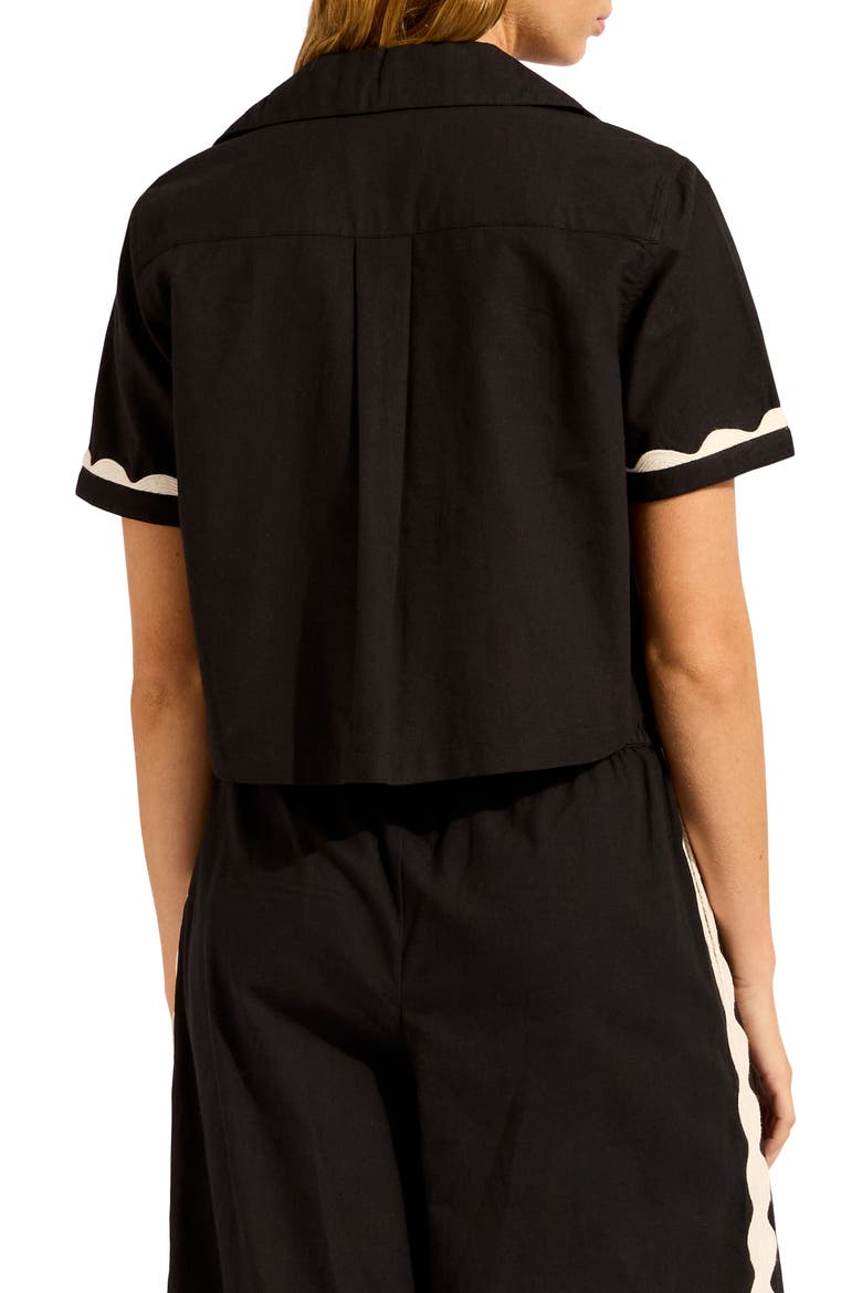 Front Tie Crop Cover-Up Top, Alternate, color, BLACK