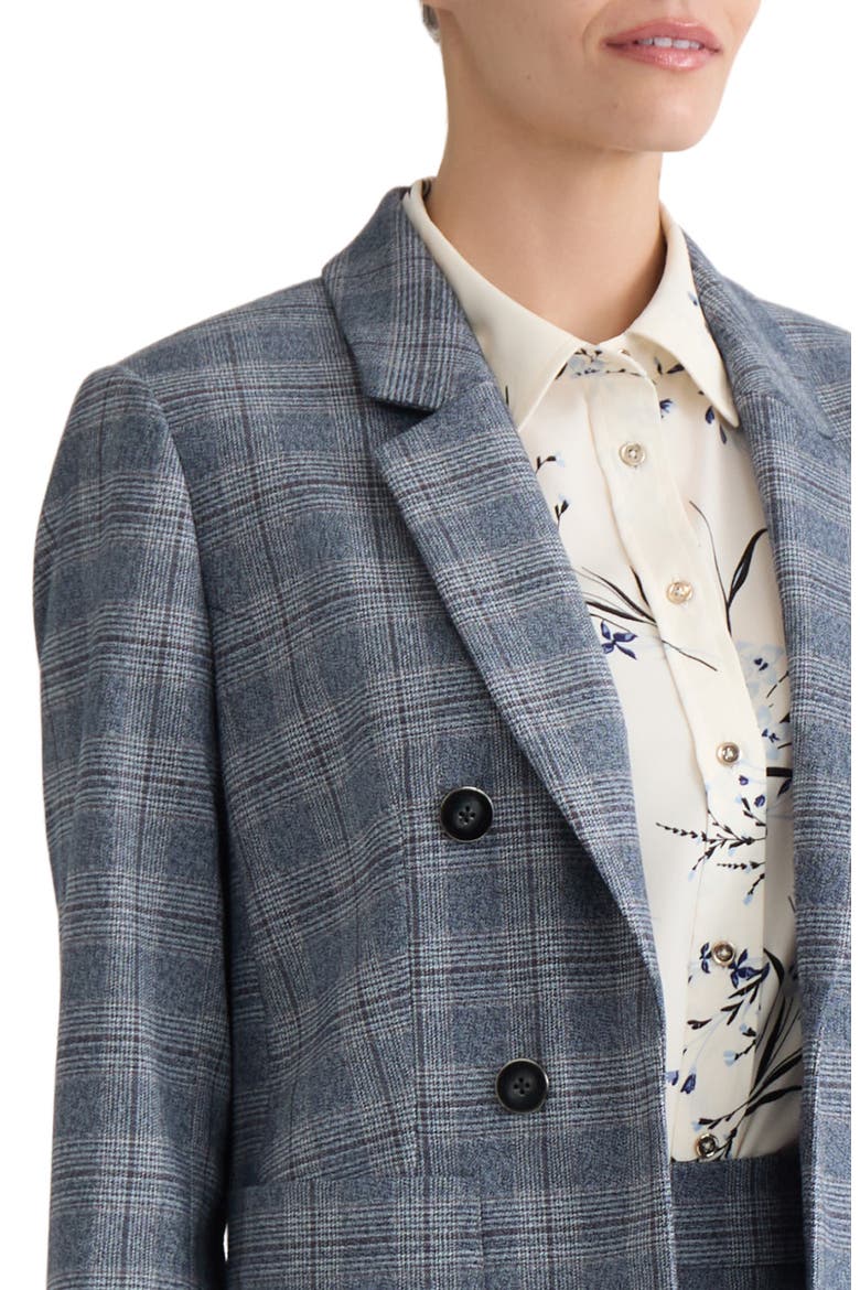 Plaid Faux Double Breasted Blazer, Alternate, color, PACIFIC NAVY MULTI