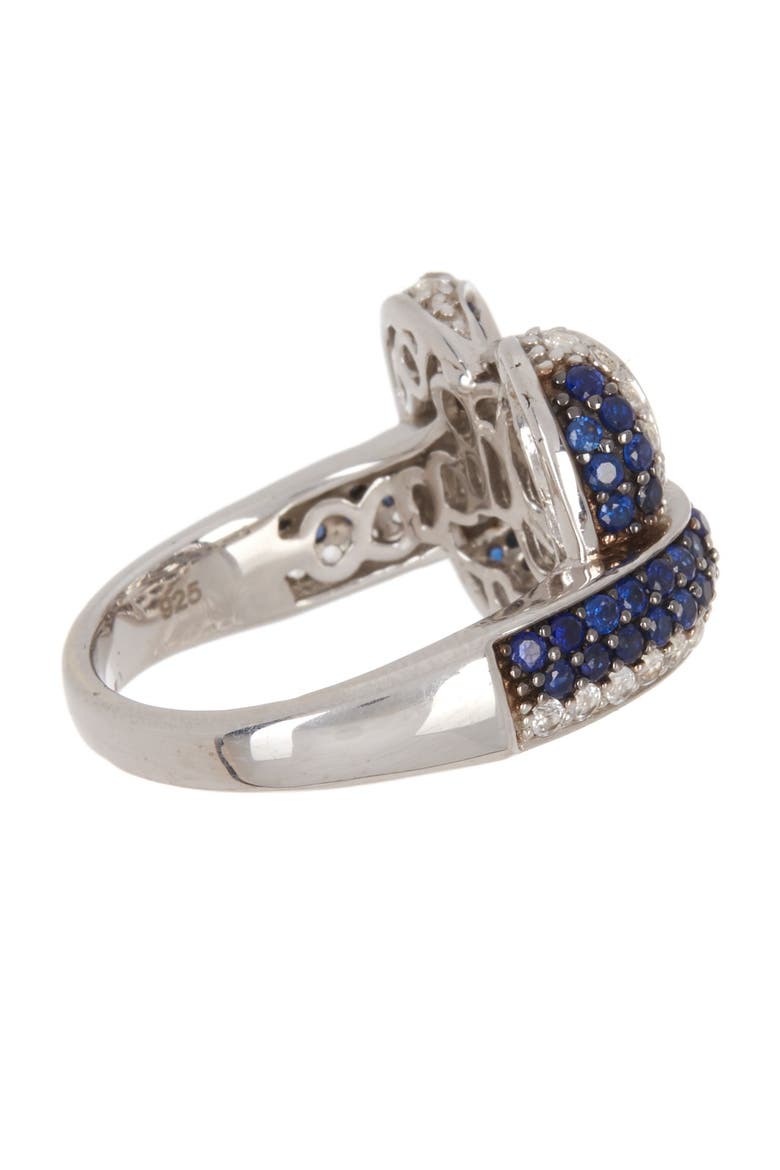 Sterling Silver Blue Sapphire & Lab Grown White Sapphire Diamond Accent Twist Ring, Alternate, color, BLUE