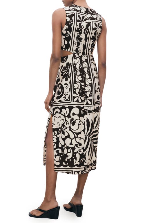 Mango Side Cutout Sleeveless Midi Dress In Black