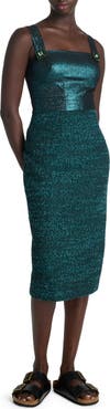 ST. JOHN Mixed Media Strappy Body-Con Cocktail Dress