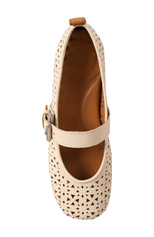 Shop Gentle Souls By Kenneth Cole Gentle Souls Karla Mary Jane Flat In Ivory Perforated Leather