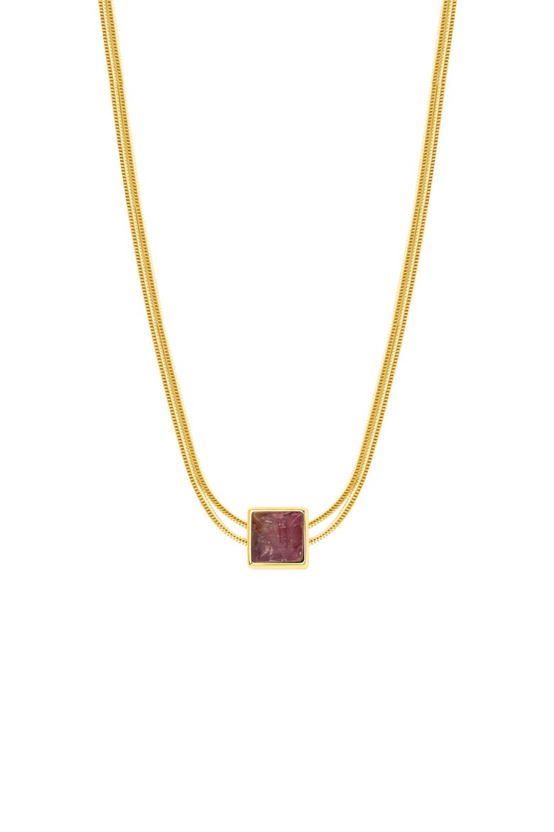 Charm & Harmonize - Pink Tourmaline Evil Eye October Birthstone Necklace, Main, color, Gold/Pink