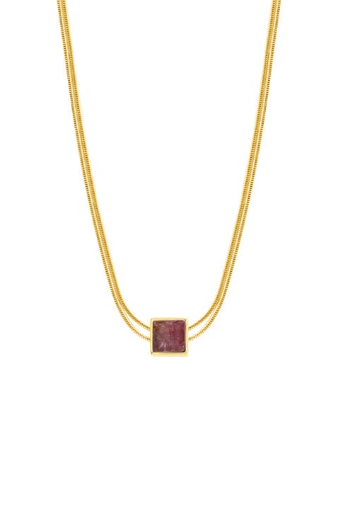 Charm & Harmonize - Pink Tourmaline Evil Eye October Birthstone Necklace
