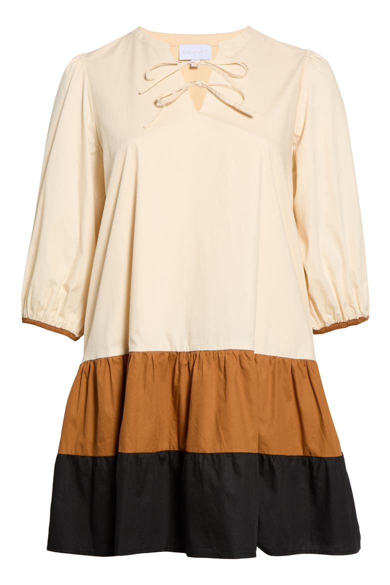 Woodlake Color Block Tiered Minidress, Main, color, TAUPE