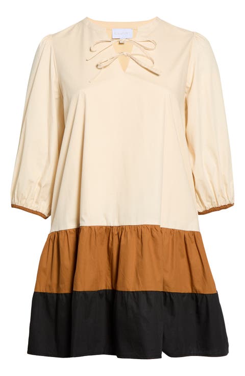 Woodlake Color Block Tiered Minidress