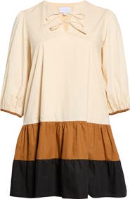 SUGARLIPS Woodlake Color Block Tiered Minidress