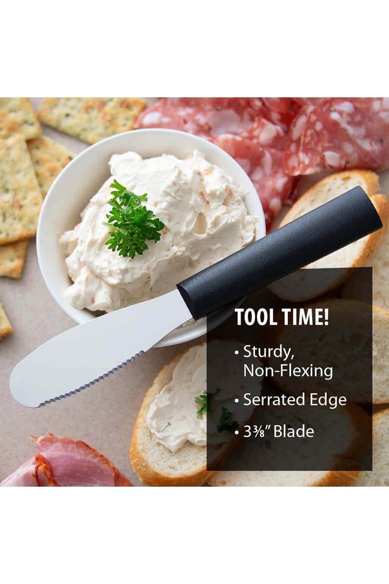 Cutlery 3.375-Inch Party Spreader Stainless Steel Serrated Blade, Alternate, color, Black
