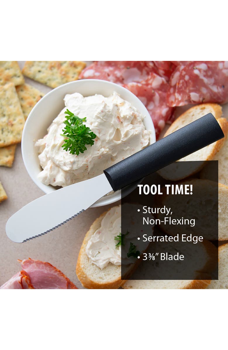 Rada Cutlery 3.375-Inch Party Spreader Stainless Steel Serrated Blade, Alternate, color, Black