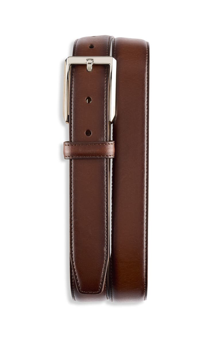 Big & Tall Burnished Edge Belt, Main, color, BROWN