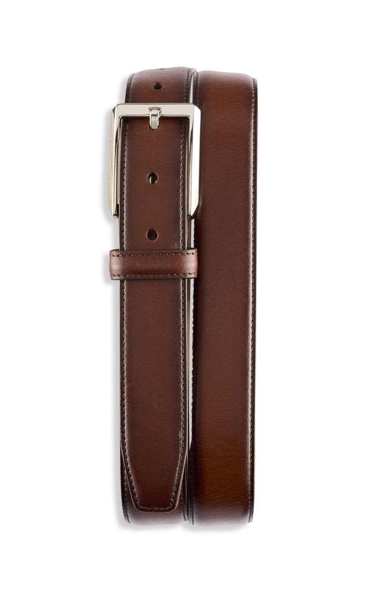 Oak Hill by DXL Big & Tall Burnished Edge Belt, Main, color, Brown