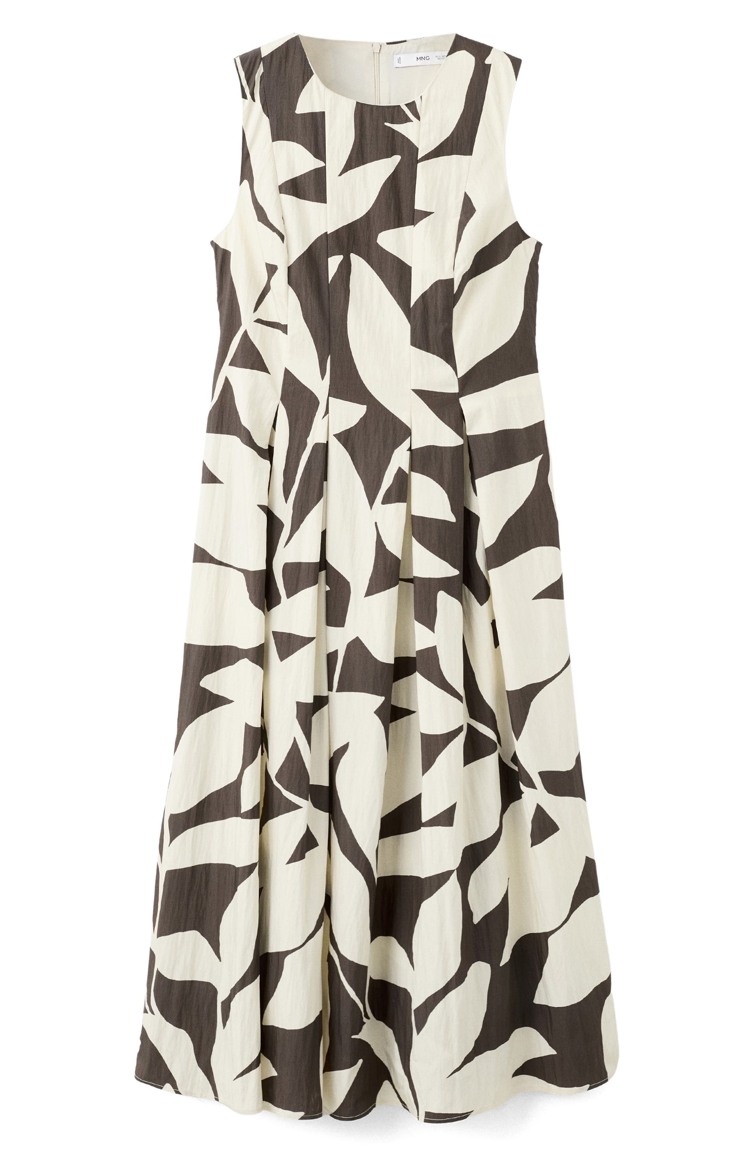 Print Sleeveless Flare Midi Dress