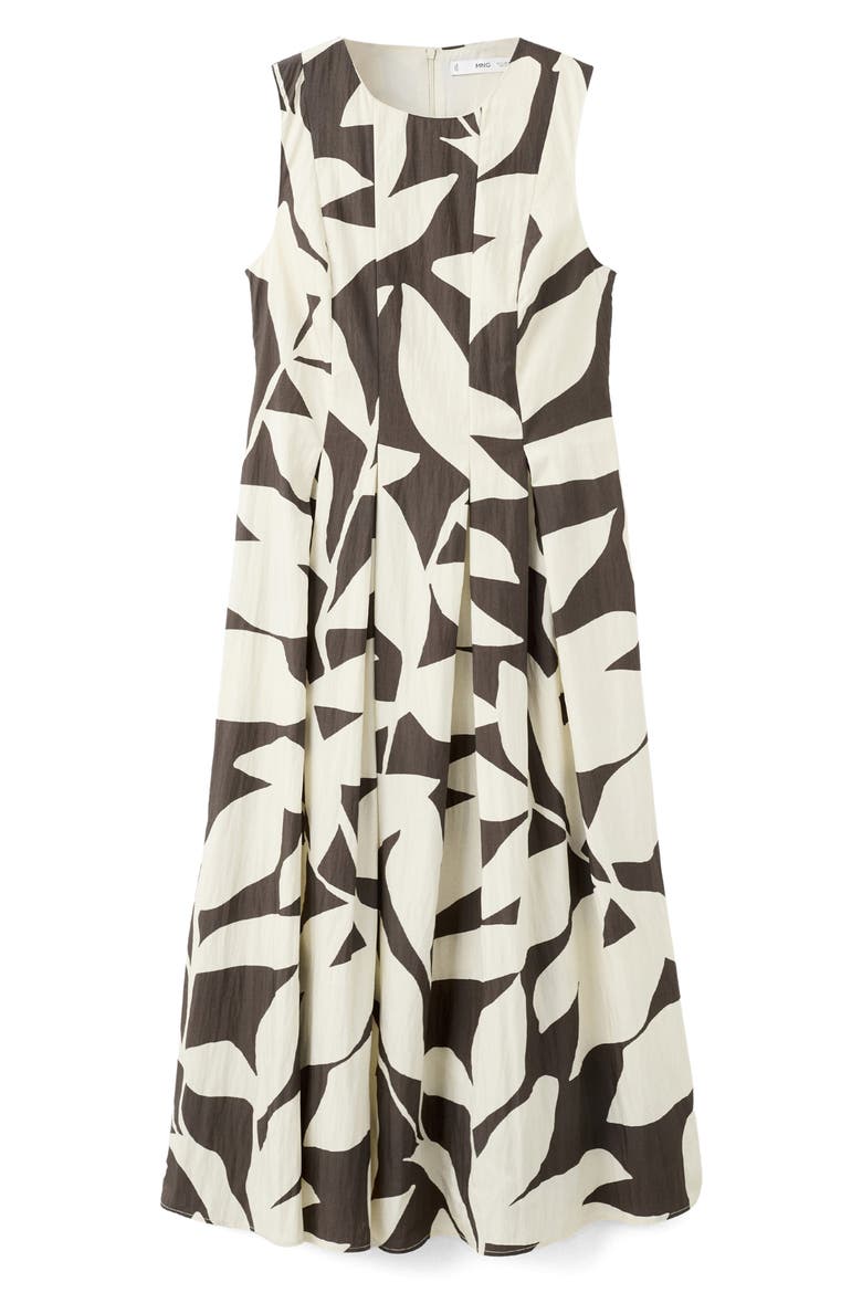 Print Sleeveless Flare Midi Dress, Main, color, BEIGE