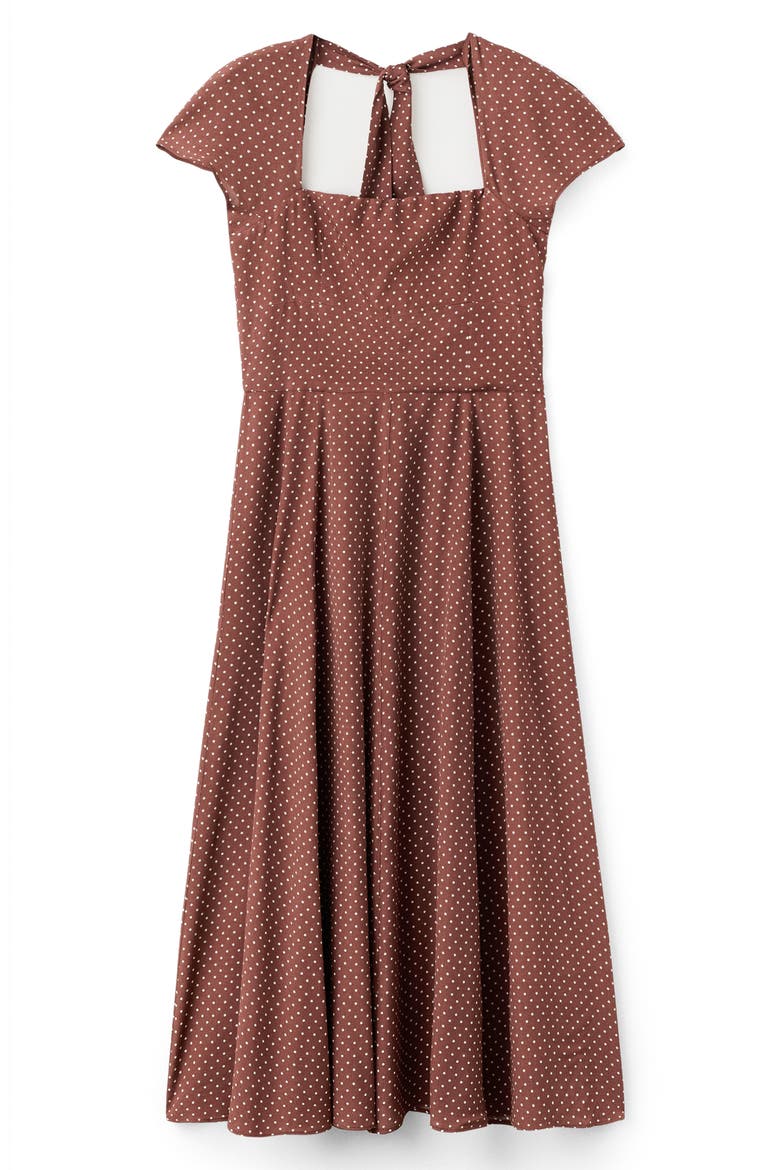 Polka Dot A-Line Dress, Main, color, CHOCOLATE