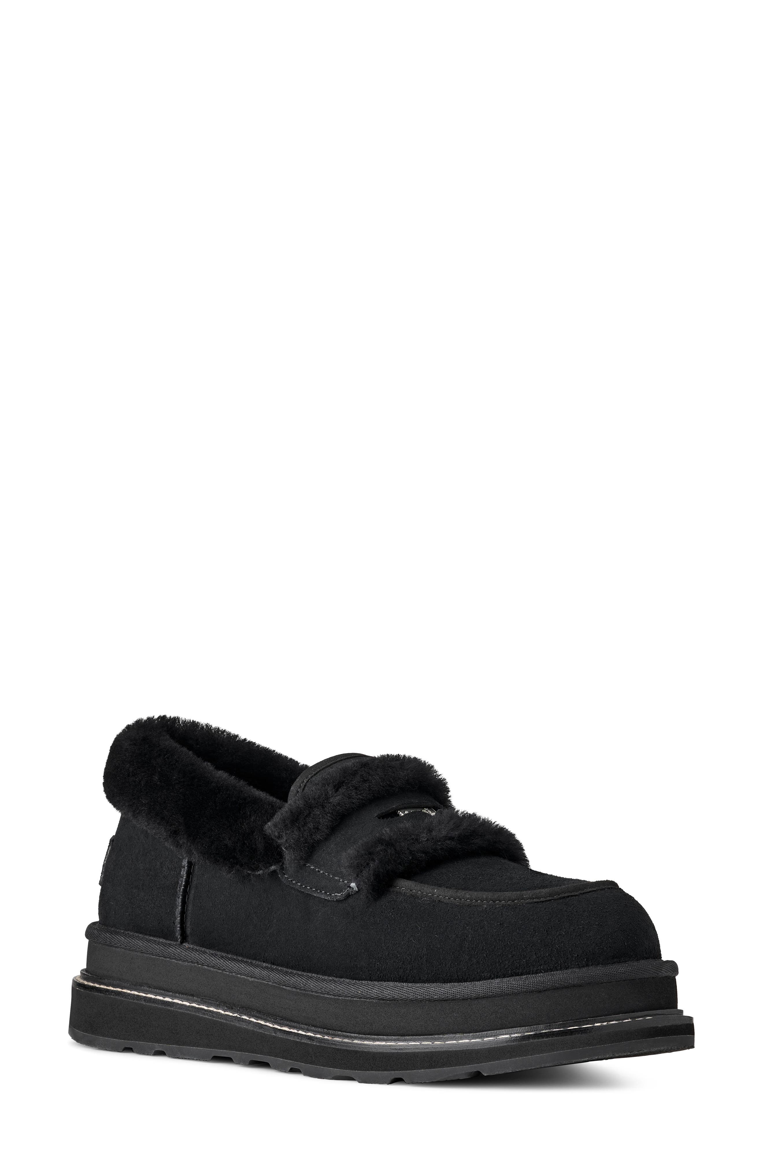UGG<sup>®</sup> x Sacai Gender Inclusive Genuine Shearling Trim Penny Loafer, Main, color, 