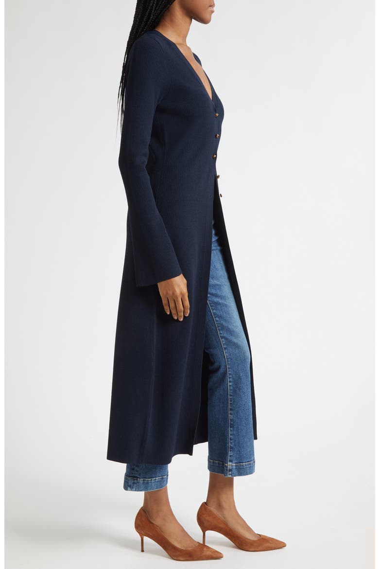 Tulsi Longline Rib Cardigan, Alternate, color, NAVY