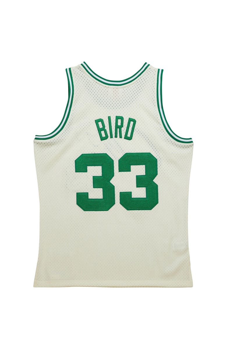 Mitchell & Ness Men's Mitchell & Ness Larry Bird Cream Boston Celtics Chainstitch Swingman Jersey, Alternate, color, Cream