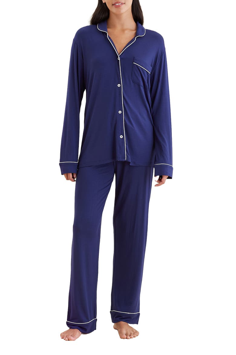Kate Long Sleeve Pajamas, Main, color, NAVY