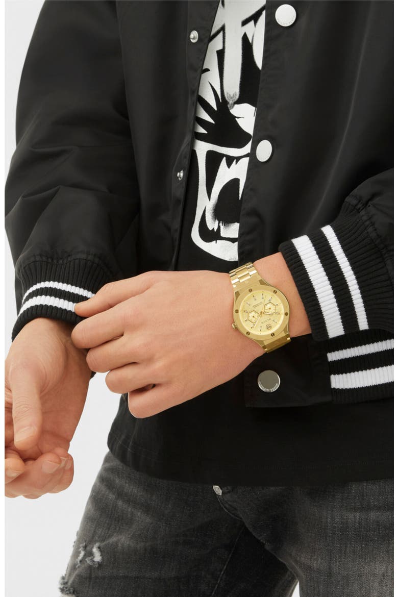Plein Underdog Green Dial Bracelet, 44mm, Alternate, color, GOLD1
