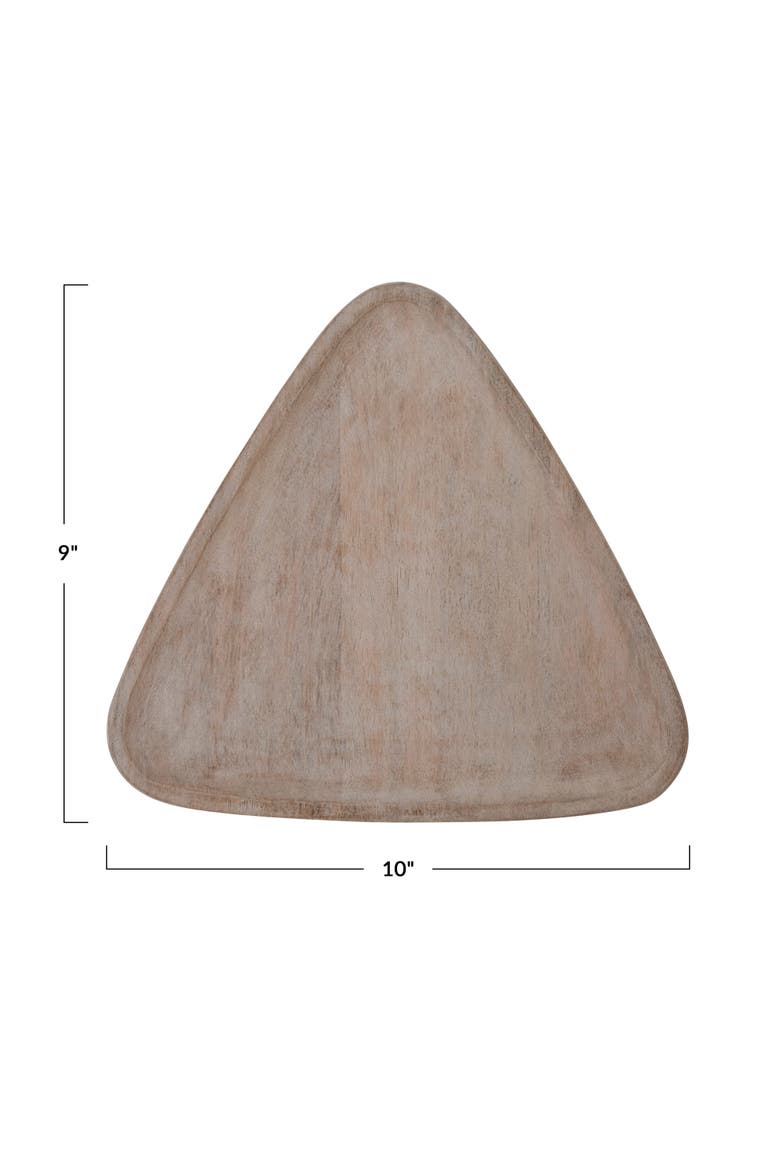 Mango Wood Tray, Triangular Shaped, Alternate, color, Off White