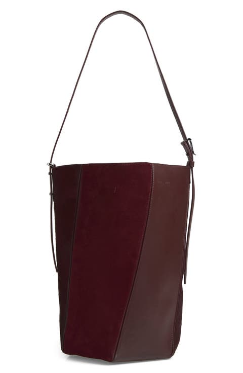 Hex Leather and Haircalf Bucket Bag