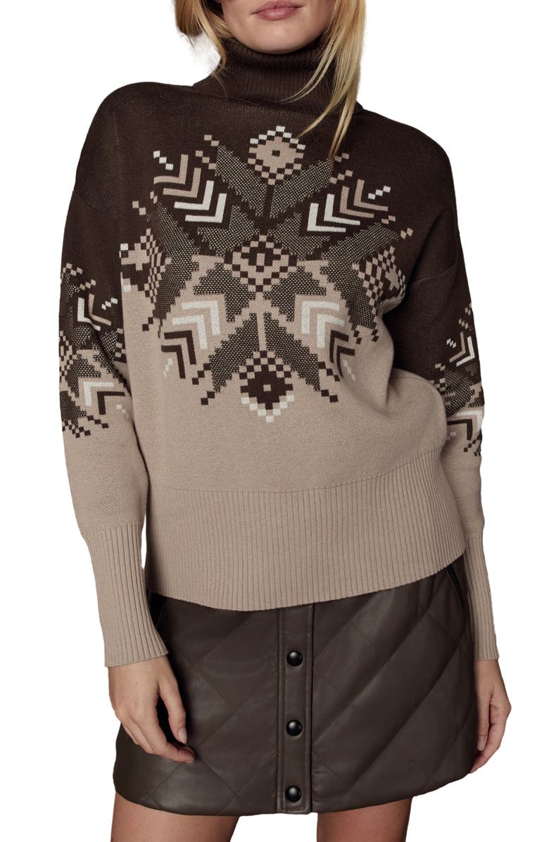 Alp N Rock Snowflake Ellis Organic Cotton Blend Turtleneck Sweater, Main, color, Coffee
