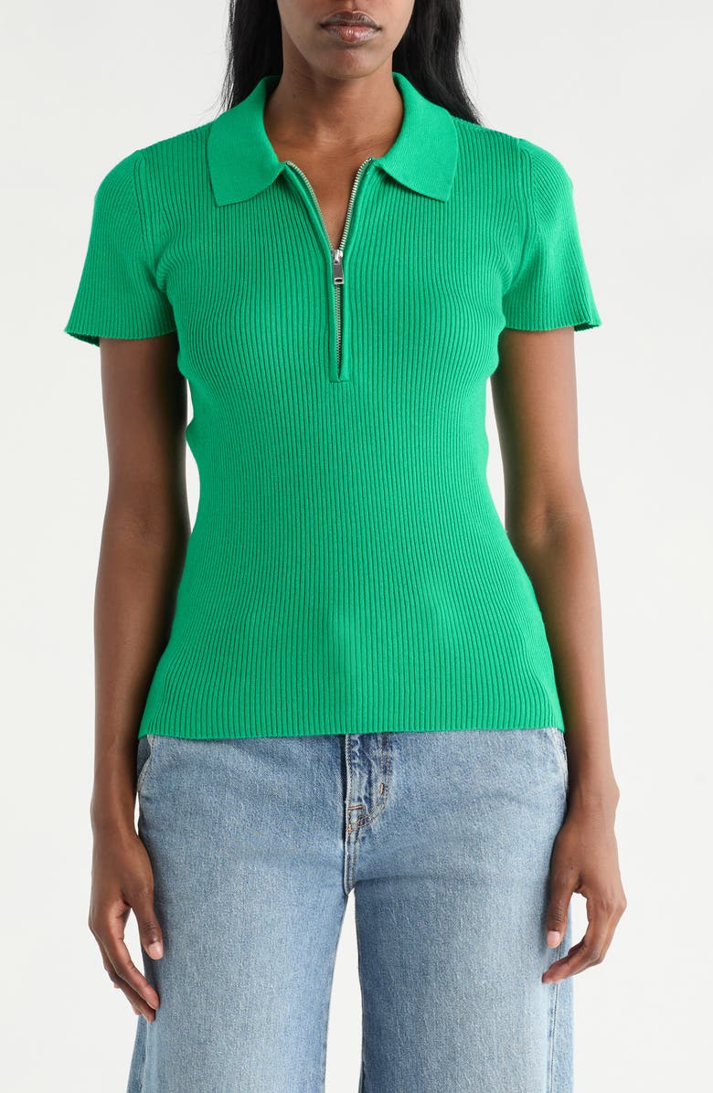 CYRUS Quarter Zip Polo, Main, color, Green Jelly Bean