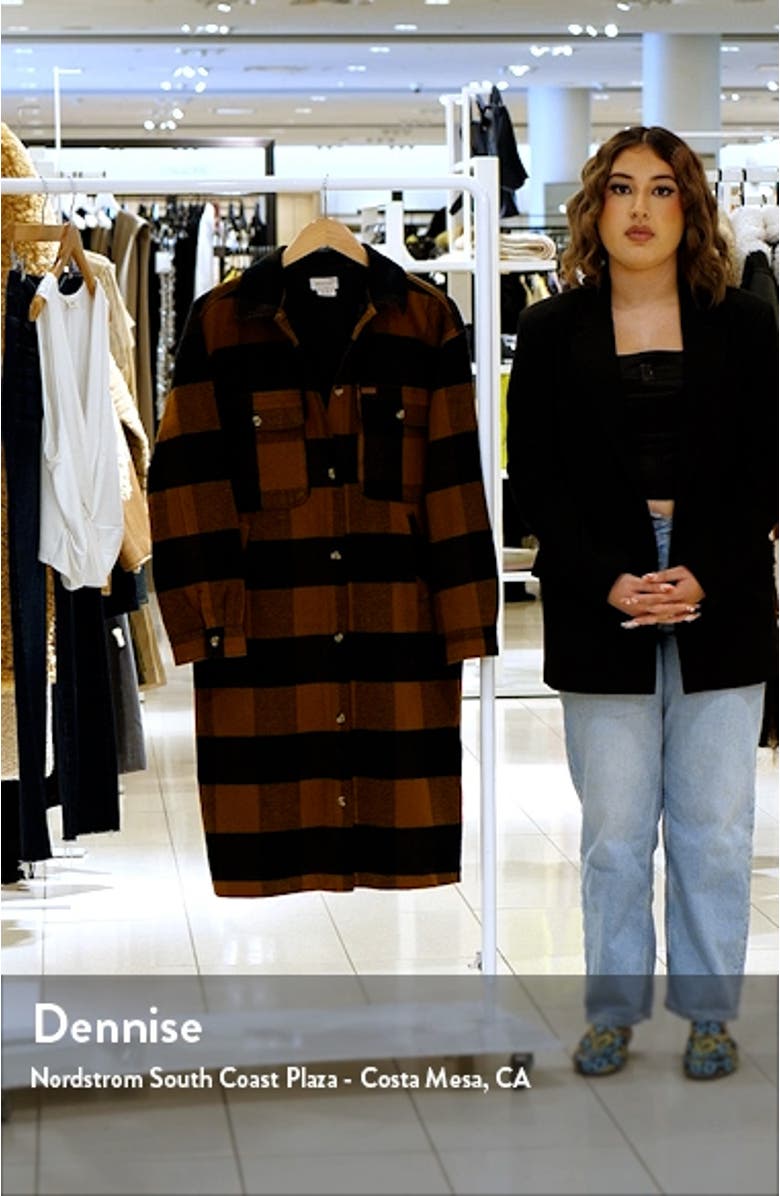 Bowery Plaid Cotton Flannel Longline Shirt Jacket, sales video thumbnail