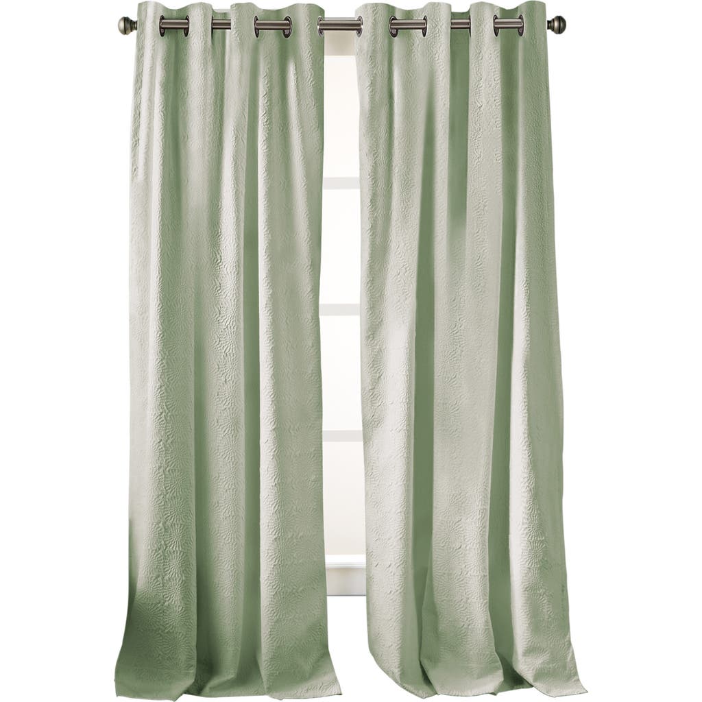 Dkny Chrysanthemum Floral Grommet Curtains In Sage