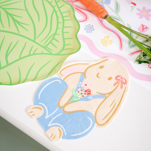 DAYDREAM SOCIETY DAYDREAM SOCIETY BUNNIES IN THE GARDEN OVERALLS BUNNY LARGE NAPKINS