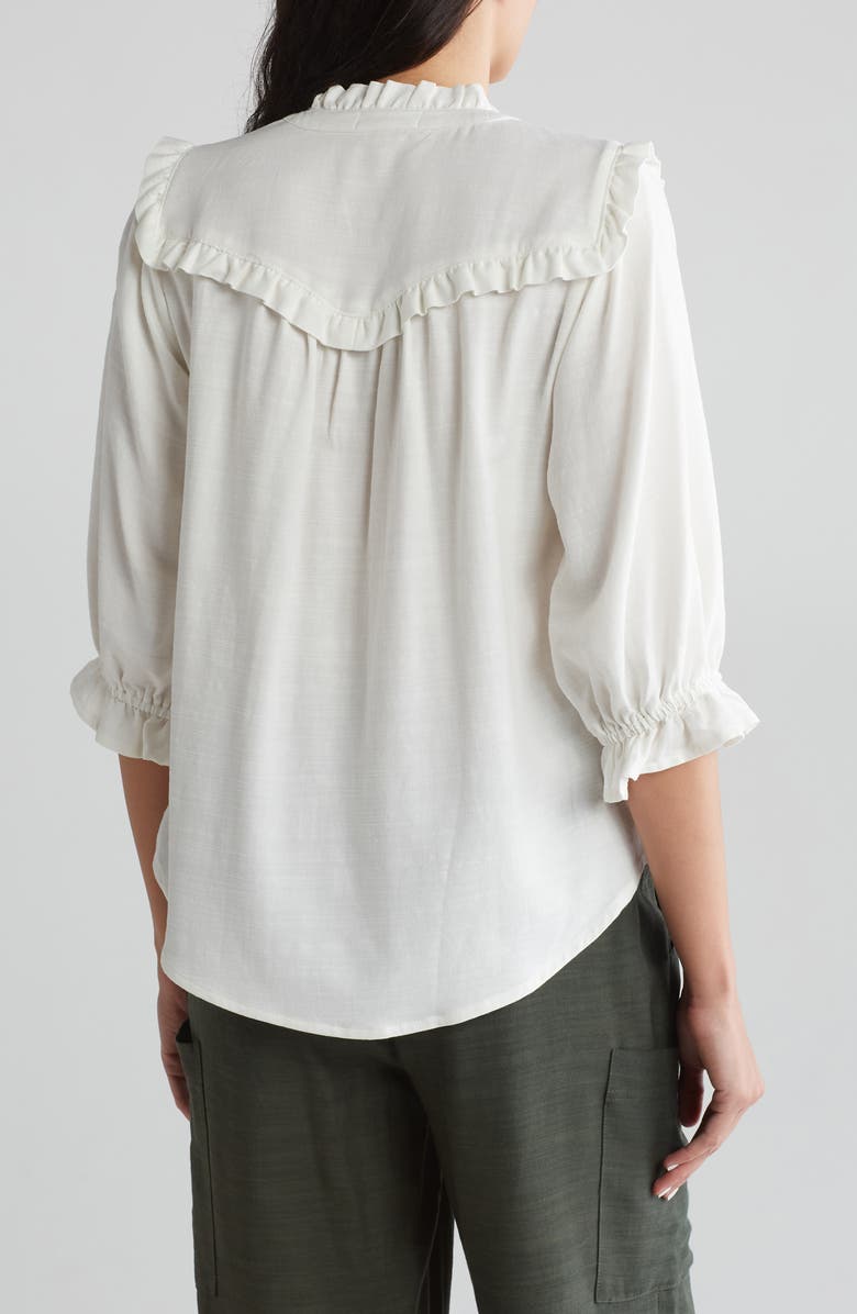 Democracy Ruffle Detail Boyfriend Button-Up Shirt, Alternate, color, 