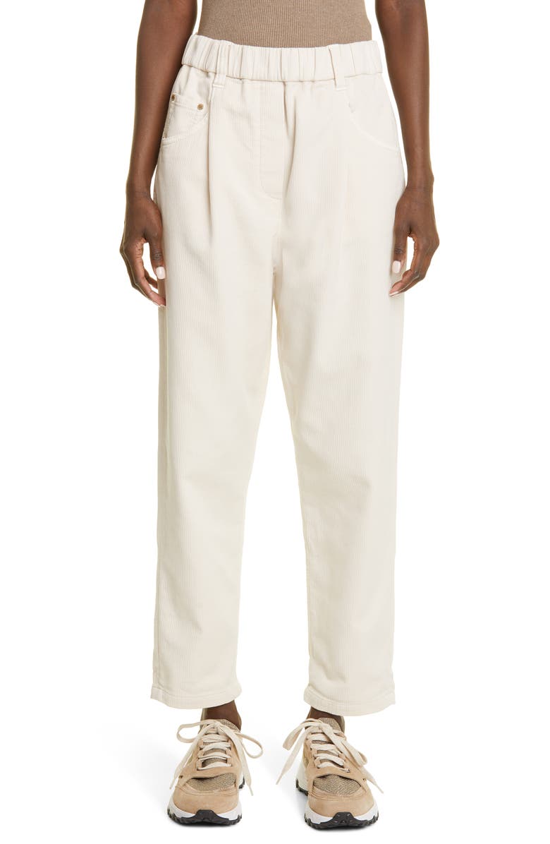 Brunello Cucinelli Stretch Corduroy Slim Leg Pants, Main, color, C7365 Cream