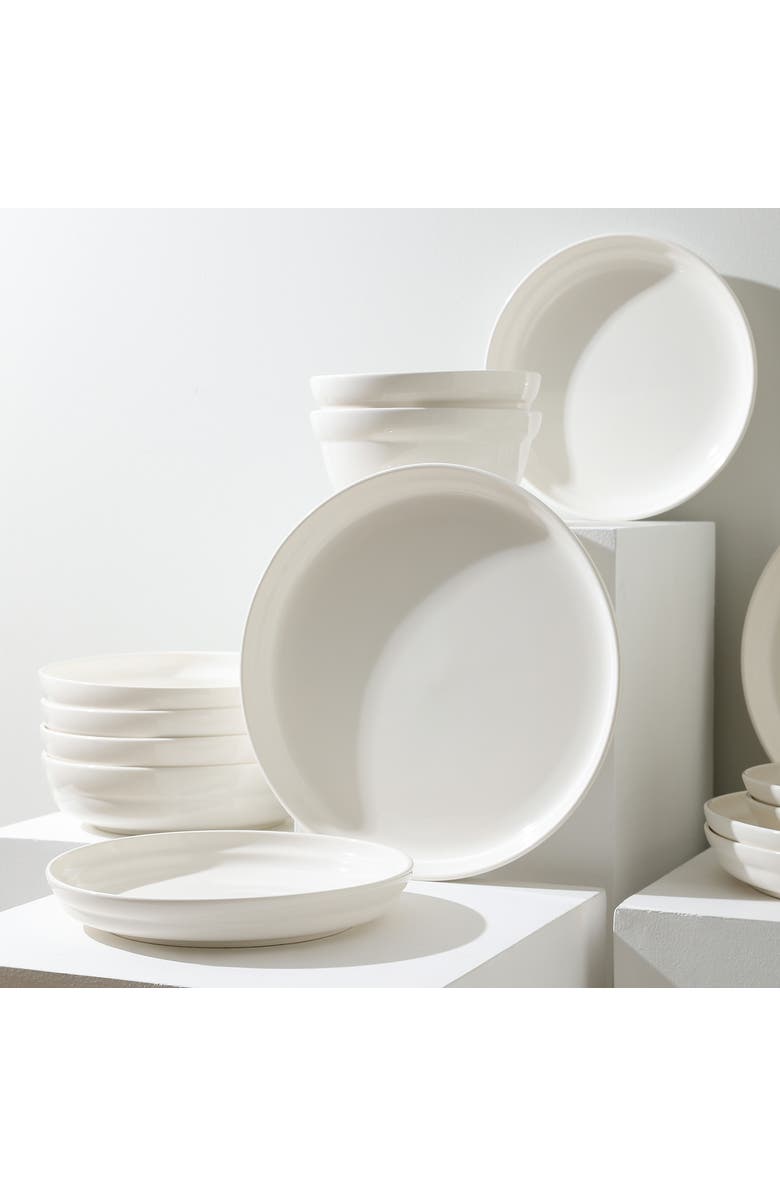 Stone Lain Virtuo Porcelain 4-Piece Dinner Plate Set, Main, color, White