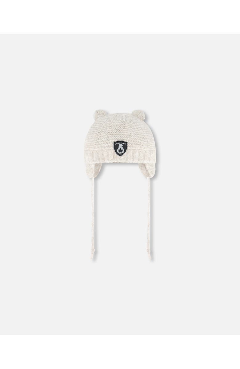 Deux par Deux Baby Unisex Knit Hat With Ears Off White, Main, color,