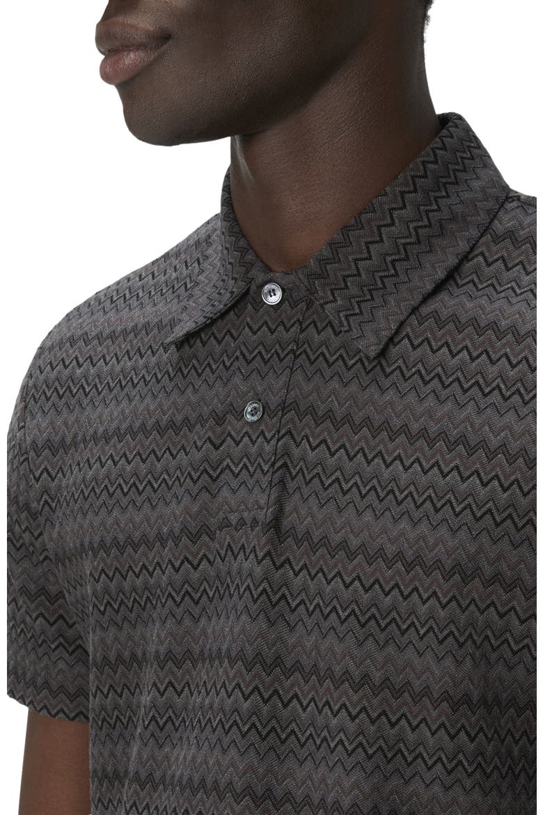 Short Sleeve Cotton Polo With Zigzag Pattern, Alternate, color, Grey