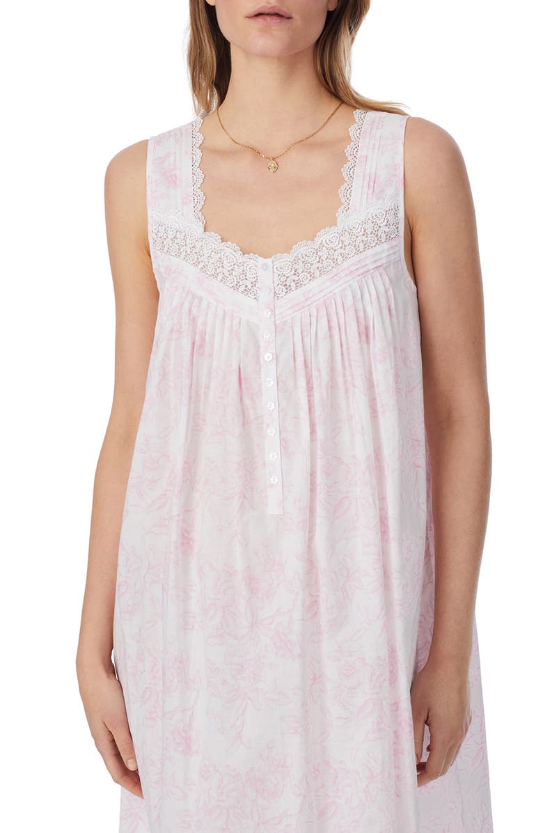 Eileen West Cotton Lawn Ballet Nightgown, Alternate, color, White/Pink