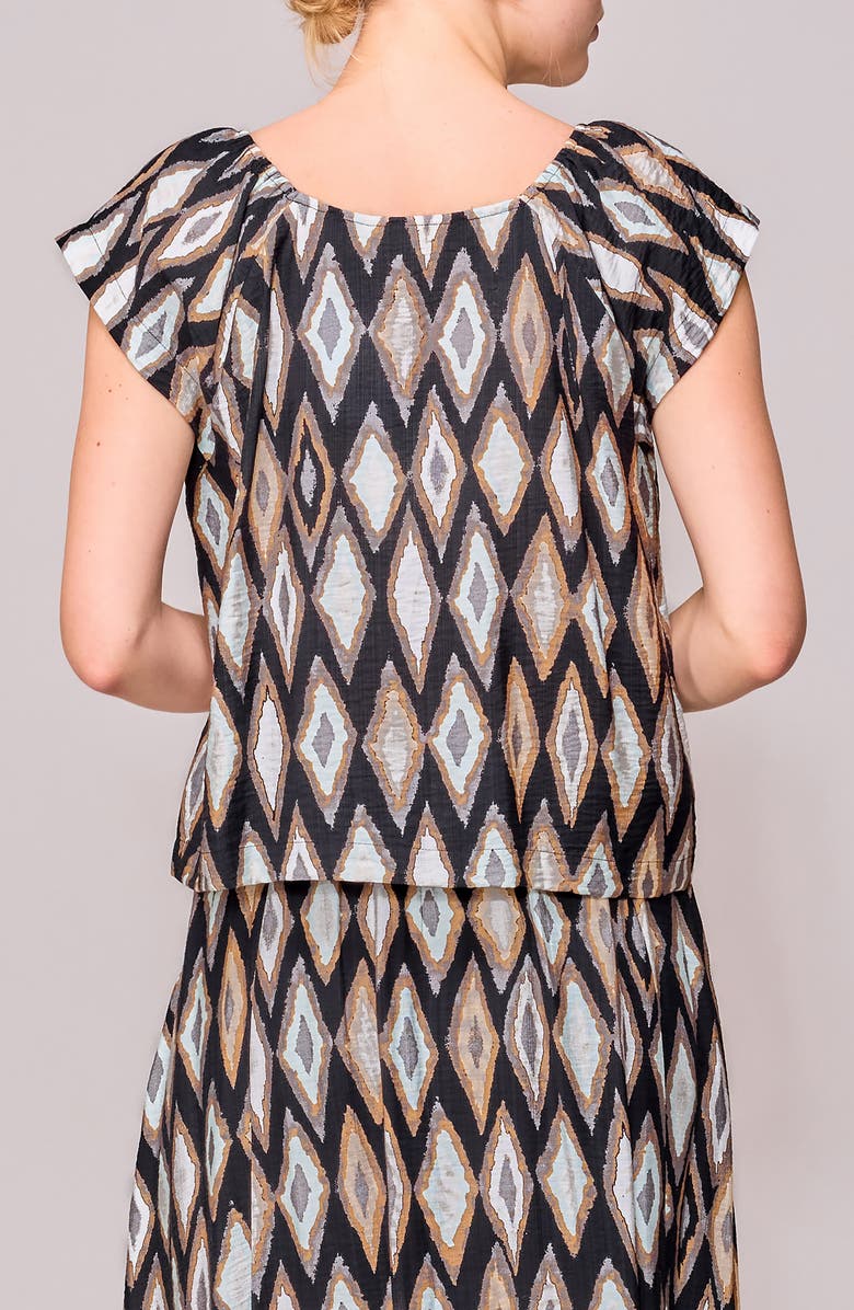 MELLODAY Geo Print Cap Sleeve Top, Alternate, color, Black Multi