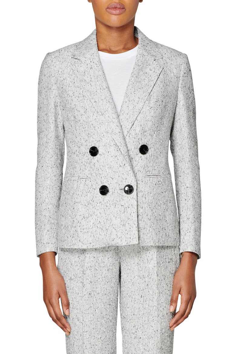 Joss Double Breasted Wool Blend Suit Jacket, Main, color, LIGHT GREY