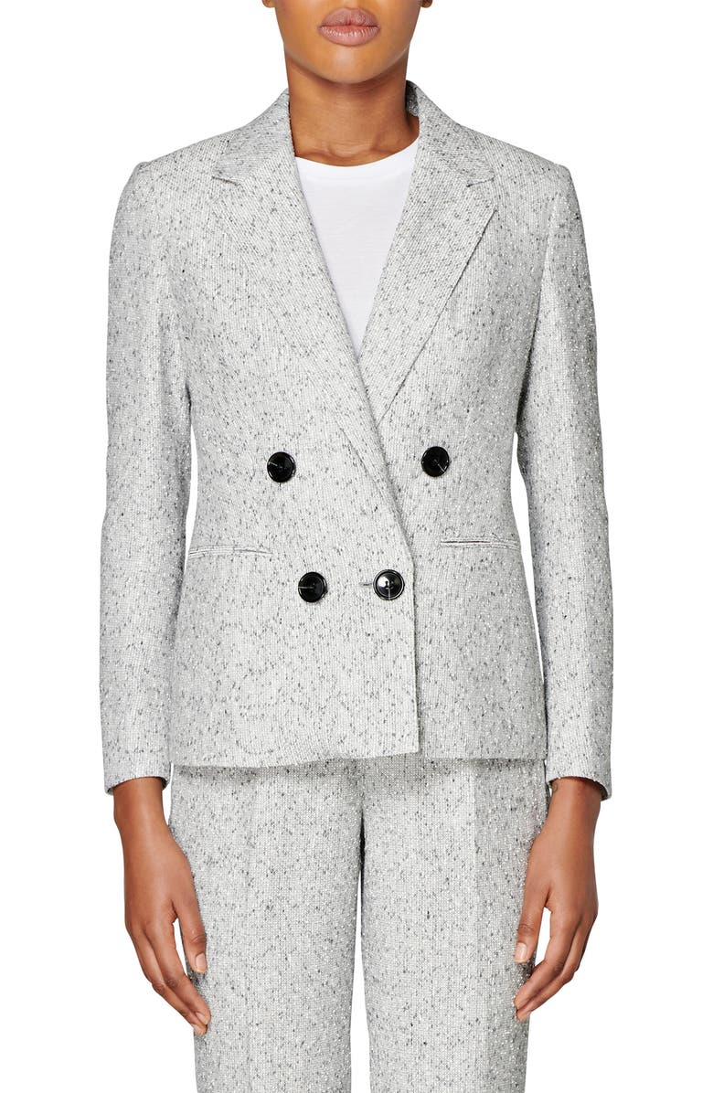 SUISTUDIO Joss Double Breasted Wool Blend Suit Jacket, Main, color,