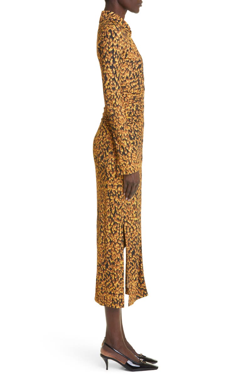 Altuzarra Claudia Feather Print Ruched Long Sleeve Shirtdress, Alternate, color,