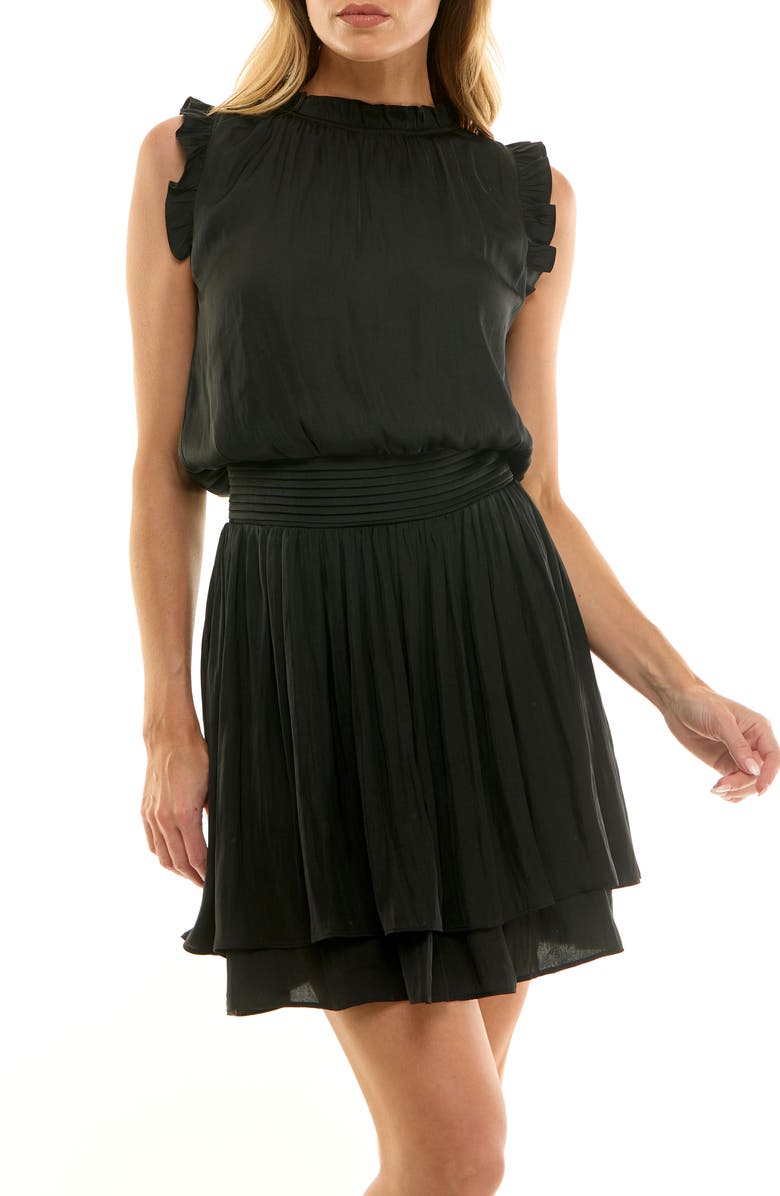 Socialite Ruffle Minidress, Alternate, color, Black