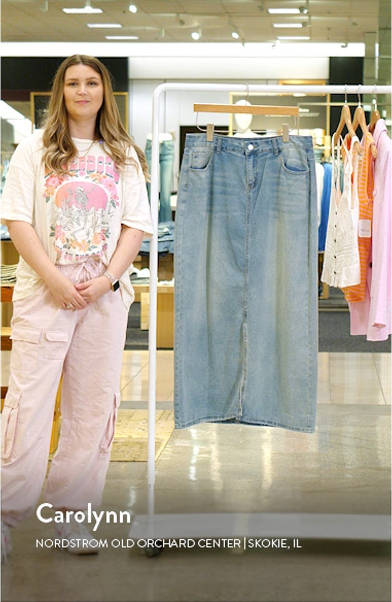 Dana Front Slit Denim Midi Skirt, sales video thumbnail