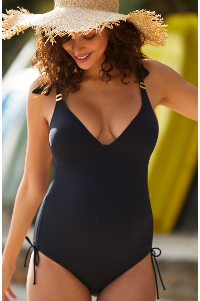 Porto vecchio maternity swimsuit, Alternate, color, BLACK