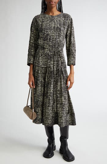 Proenza Schouler Harlow Printed Viscose Crepe Midi Dress In Multi
