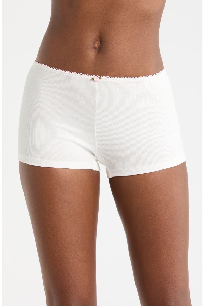Rib Lounge Shorts, Main, color, WHITE