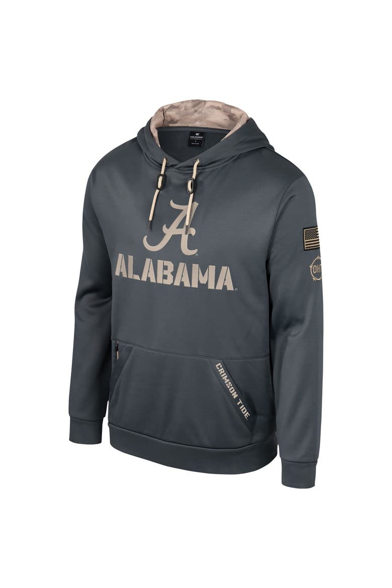 Men's Colosseum Charcoal Alabama Crimson Tide OHT Military Appreciation Pullover Hoodie, Alternate, color, Charcoal
