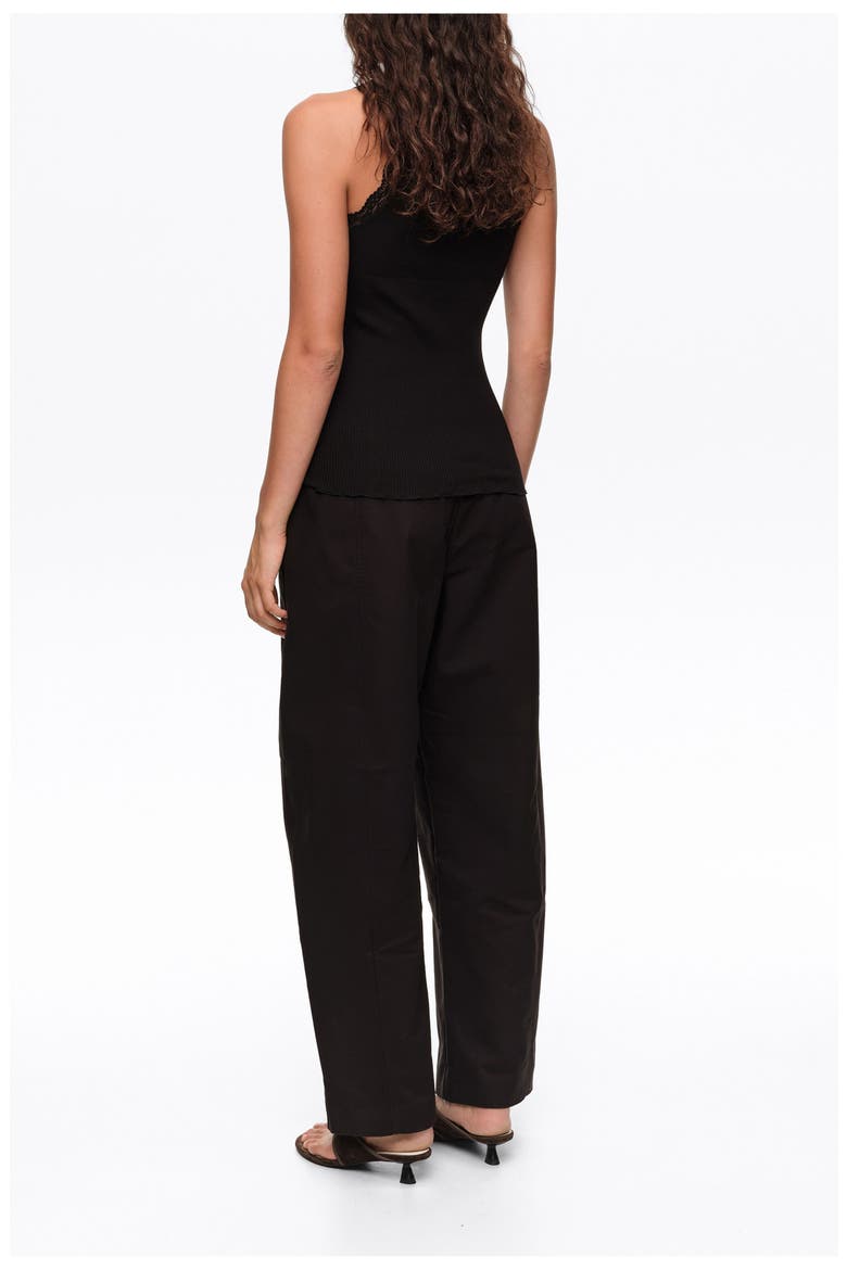 Barrel Trousers with Decorative Stitching, Alternate, color, BLACK