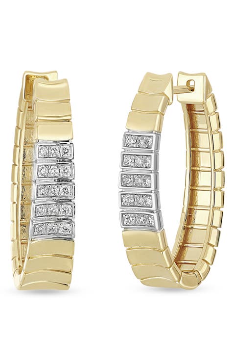 18K Gold Cleo Diamond Hoop Earrings, 25mm (Online Trunk Show)
